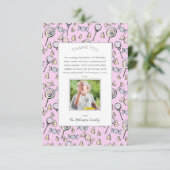 Zoete Kleine Eén Snoep Thema 1e Verjaardag Bedankkaart (Staand voorkant)