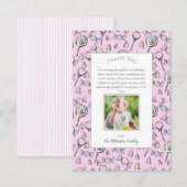 Zoete Kleine Eén Snoep Thema 1e Verjaardag Bedankkaart (Voorkant / Achterkant)