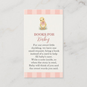 Zoete Kleine Eend Baby Shower Boeken voor Baby Informatiekaartje