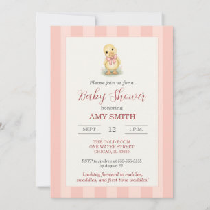 Zoete Kleine Eendje Blush Roze Baby Kaart