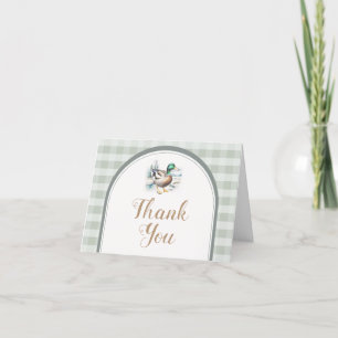 Zoete Kleine Eendje Gingham Baby Shower Vouwkaart Bedankkaart
