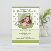 Zoete Kleine Erwt Baby Foto Aankondigingskaart Aankondiging (Staand voorkant)