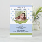 Zoete Kleine Erwt Baby Jongen Foto Aankondigingska Aankondiging (Staand voorkant)