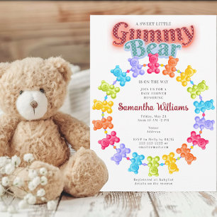 Zoete Kleine Gummybeer Pastelkleurige Baby Shower Kaart