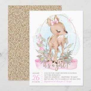 Zoete Kleine Herten Baby Shower Uitnodiging