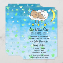 Zoete kleine Hispanic Baby Blauwe sterren en manen