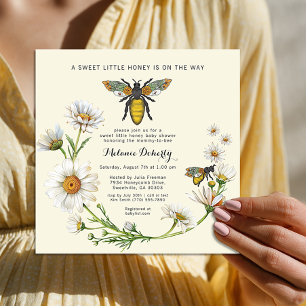 Zoete Kleine Honing Baby Shower Bij Bloem Kaart