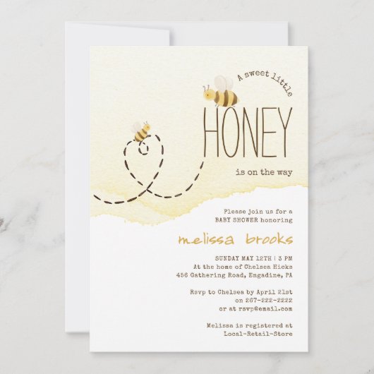 Zoete kleine honing onderweg | Baby shower van bij Kaart (Voorkant)