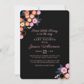 Zoete kleine honing onderweg | Zwarte Floral Kaart (Voorkant)