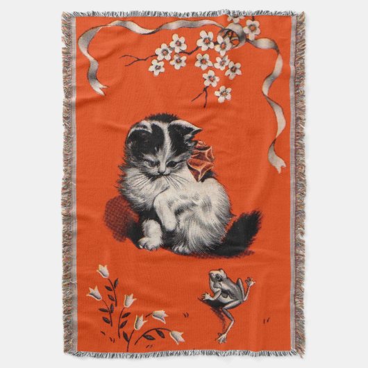 zoete kleine kitten en kikkerdruk deken (Voorkant Verticaal)