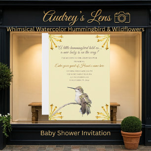 Zoete Kleine Kolibrie Bloementuin Baby Shower Kaart