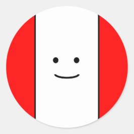 Zoete kleine lachende gezicht heldere rode rand st ronde sticker