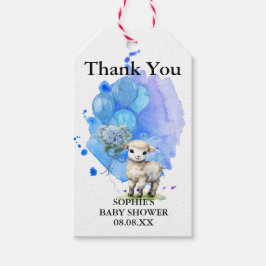 Zoete Kleine Lam Blauwe Hortensia Ballon Cadeaulabel