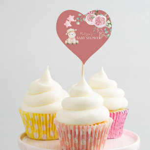 Zoete kleine lam roze groen cupcake toppers hart sticker