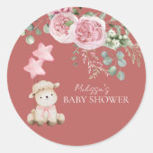 Zoete kleine lam roze groen cupcake toppers ronde sticker (Voorkant)