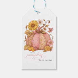 Zoete kleine lapjes pompoen bloemen zijn onderweg cadeaulabel
