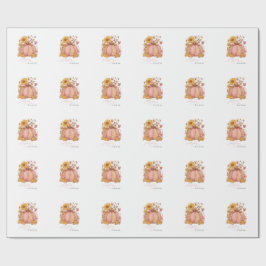 Zoete kleine lapjes pompoen bloemen zijn onderweg cadeaupapier