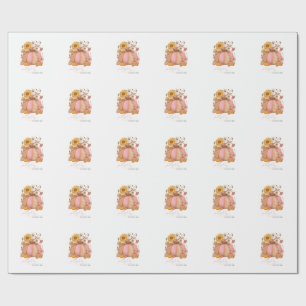 Zoete kleine lapjes pompoen bloemen zijn onderweg cadeaupapier