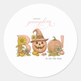 Zoete kleine lapjes pompoen bloemen zijn onderweg ronde sticker