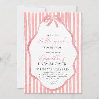Zoete Kleine Meisje Coquette Roze Strik Baby Showe Kaart
