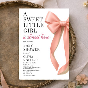 Zoete Kleine Meisje is bijna Hier Boog Baby Shower Kaart