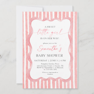 Zoete Kleine Meisje Roze Lint Coquette Baby Shower Kaart