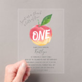 Zoete Kleine Perzik 1e Verjaardag Acryl Uitnodigingen (Insitu (Draagbaar))