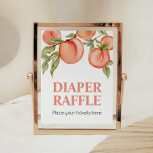 Zoete Kleine Perzik Baby Shower Luier Raffle Bord