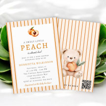 Zoete Kleine Perzik Baby Shower QR RSVP