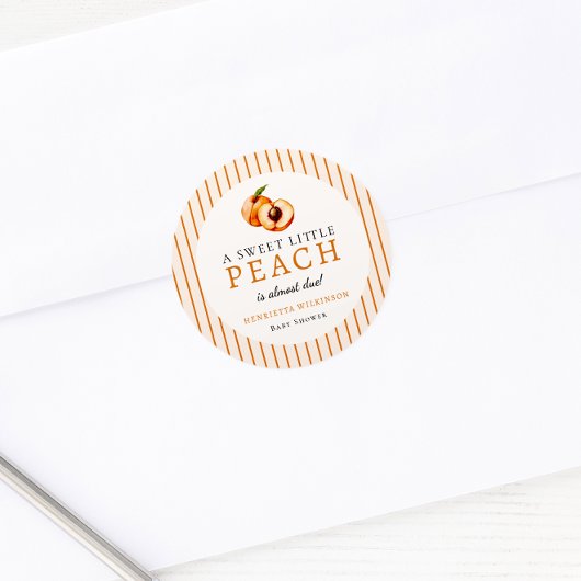 Zoete Kleine Perzik Baby Shower Stickers