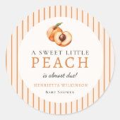 Zoete Kleine Perzik Baby Shower Stickers (Voorkant)