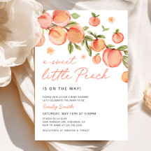 Zoete Kleine Perzik Baby Shower Uitnodiging