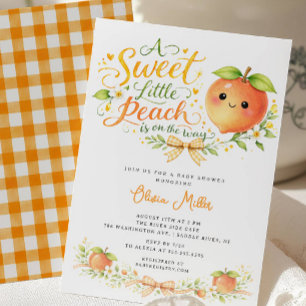 Zoete Kleine Perzik Baby Shower Uitnodiging