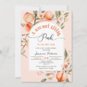 Zoete kleine perzik is op komst baby shower kaart (Voorkant)