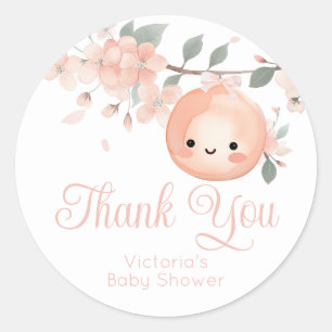 Zoete Kleine Perzik Meisje Baby Shower Ronde Sticker