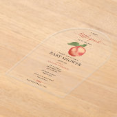 Zoete Kleine Perzik Op Weg Baby Shower Acryl Uitnodigingen (Laagn)