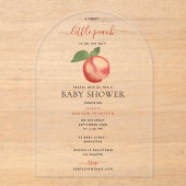 Zoete Kleine Perzik Op Weg Baby Shower Acryl Uitnodigingen (Voorkant)