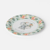 Zoete kleine pinda salie groene olifant bloemen papieren bordje (Gekanteld)