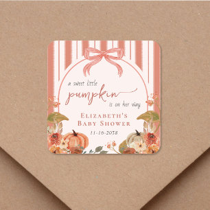 Zoete Kleine Pompoen Baby Meisje Shower Vierkante Sticker