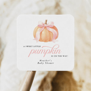 Zoete Kleine Pompoen Baby Shower Vierkante Sticker
