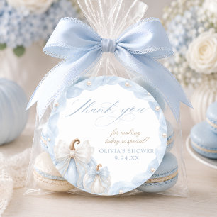 Zoete Kleine Pompoen Blauwe Baby Shower Bedankt Ronde Sticker