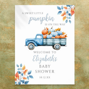 Zoete Kleine Pompoen Blauwe Baby Shower Welkomstbo Poster