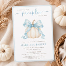 Zoete Kleine Pompoen Blauwe Strik Baby Shower voor