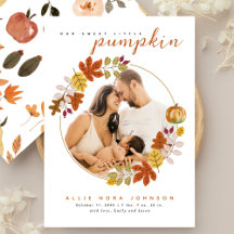 Zoete Kleine Pompoen Foto Herfst Baby Aankondiging