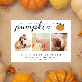 Zoete Kleine Pompoen Foto Herfst Baby Aankondiging