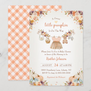 Zoete Kleine Pompoen Herfst Baby Shower Kaart