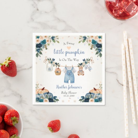 Zoete Kleine Pompoen Herfst Baby Shower Servet (Insitu)