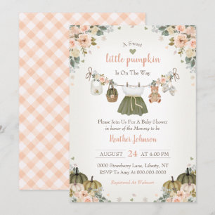 Zoete Kleine Pompoen Herfst Baby Shower Uitnodigin Kaart