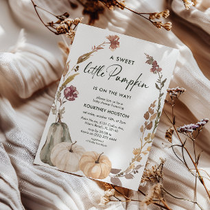 Zoete Kleine Pompoen Herfst Pompoen Baby Shower Kaart