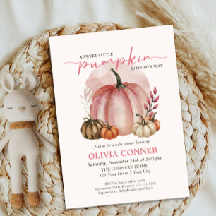 Zoete Kleine Pompoen Herfst Roze Baby Shower Kaart